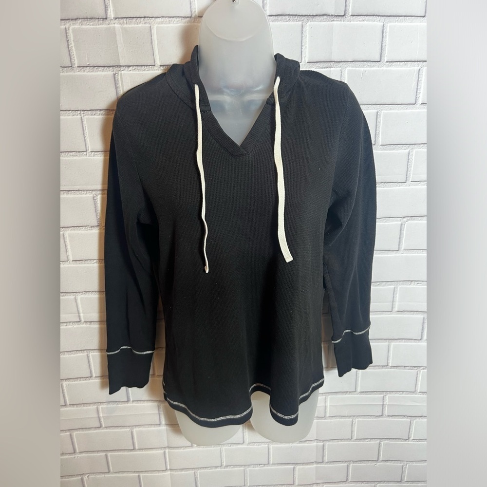 KENSIE Sweatshirt Top-Stitching Drawstring Hoodie
Black, Size: L - Picture 6 of 10